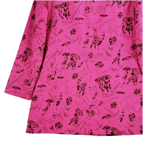 Bright Pink with Black Print Light Jacket - Picture 7 of 15